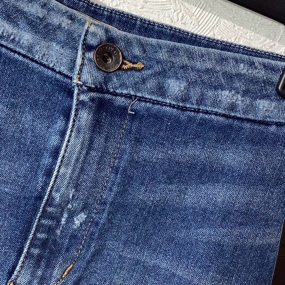 GUESS NWT - Sz 24 - invasion wash high low denim longette skirt distressed - Picture 8 of 13